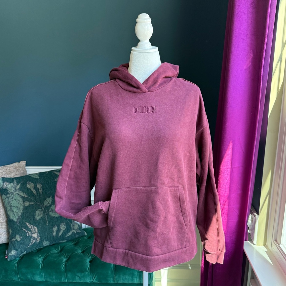 ✨COZY PUMA Women’s Maroon Pullover Hoodie Hooded Sweatshirt